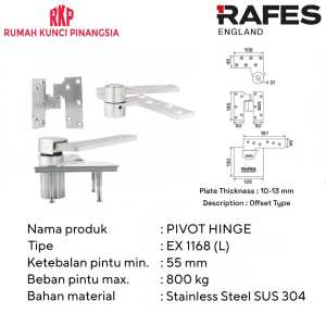 Floor Support Pivot Hinge Engsel Pivot Lantai 800 kg RAFES EX 1167 / EX 1168