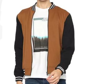 Jaket Casual Bomber Big Size Pria Dan Wanita Basic Kain Fleece Lengan Panjang 2 Warna Mustard Kombinasi Krem Tersedia Ukuran S - XXXL