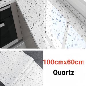 【Special offer】PVC heatproof Tinfoil aluminum foil Thickened Marble Glossy wallpaper kitchen self-adhesive waterproof and oil-proof stove sticker Quality Granite Roll Kitchen Decorate Wallpaper Thickening Table Sticker