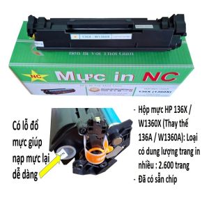 Hộp mực HP 136X M211d M211dw M236dw M236sdw m209dwe m209dw m233dw m233 sdw m234sdw 234dw cho máy in có mã mực W1360X