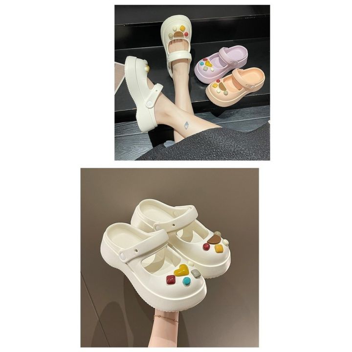 Cute%20accessory%20hole%20slippers,%20women%20wearing%20thick%20soled%20girl's%20heart%20cartoon%20wrapped%20cool%20slippers%20-%20Image%209