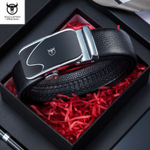 BULLCAPTAIN mens cowhide belt business casual formal place automatic lock leather belt