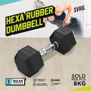 Svarga Hexagonal Dumbbell - 8 KG - Hexagon Rubber Dumbell Barbell