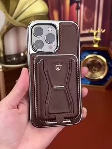 Detachable Card Holder Wallet Leather Case for iPhone 17 Pro Max 16 E 15 Plus 14 Pro 13 12 Plating Bumper Magnetic Hard Cover2026