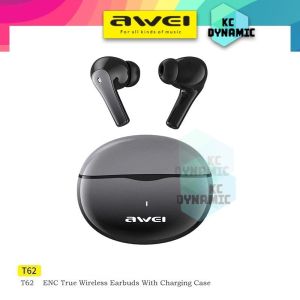 Awei T62 ENC Wireless Earbuds Sport Earbuds ENC Call Noise Reduction Sport Headphone Sport Earphone Awei Bluetooth Earbuds