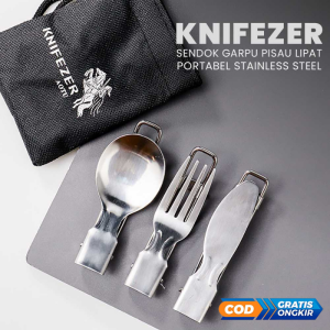 KNIFEZER Set Alat Makan Sendok Garpu Pisau Lipat Portable Cutlery - AOTU