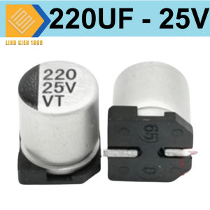 Tụ nhôm dán 220uf25v chân dán SMD Electrolytic Capacitor( 5 con)