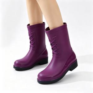 Womens Versatile Short Rain Boots Non-Slip Waterproof Rubber Casual Rain Boots Cute Solid Color Trend Non-Slip All-Match Design 0110523