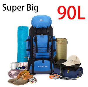 90L กระเป๋าเป้เดินป่ากันน้ำกระเป๋าปีนเขากระเป๋าเป้สะพายหลังสำหรับท่องเที่ยวกระเป๋าเก็บของกลางแจ้งกระเป๋าเก็บของเต็นท์กลางแจ้งกระเป๋าเก็บของกระเป๋าเป้เดินทาง