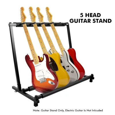 Rixton 3/5/7 Head Guitar Stand Rack with Folding Design Multiple Guitars StandPortable Black Guitar Holder Black Guitar Display Holder for Guitar Electric Guitar Studio & Home