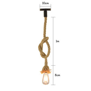 Pendant Light Vintage Hemp Rope E27 Plug American Industrial Single Chandelier  100cm Hemp Rope Ceiling Light for Farmhouse Restaurant Bar Home Decoration