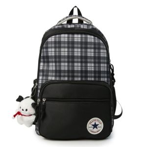 AE New style girly patterned backpack for students Korean-style niche large-capacity school bag for junior high and high school students