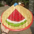 Caping petani anak lukis / topi caping lukis anak gambar buah semangka. 