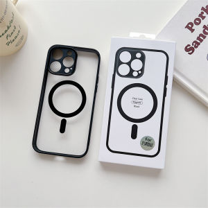 Ốp lưng trong suốt viền màu từ tính hỗ trợ sạc không dây cho 15 14 13 Pro MAX 14 Plus 12 Pro 11 Pro MAX MVSTORE