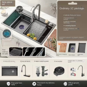 Nano Kitchen Sink Kitchen Basin Vegetable Washing Basin Kitchen Stainless Steel Sink Basin Kitchen Durable Nano stainless steel 304 household kitchen sink classic style 厨房水槽