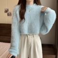 Longsleeve Fury Crop Sweater Tebal (5326) // MODI Top Switer Lengan panjang Rajut Import Bulu bulu halus  Crop Thick Sweater Atasan Wanita Korean Style Kekinian. 