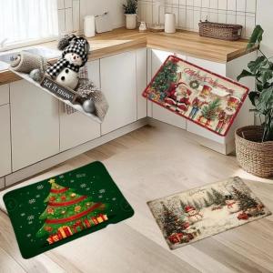 LEI เสื่อหน้าประตูธีมคริสต์มาสลายต้นคริสต์มาสซานตาคลอสพรมปูพื้นแบบนุ่มสำหรับตกแต่งในเทศกาลคริสต์มาส