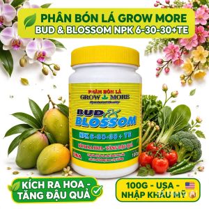Phân Bón Lá Growmore NPK 6-30-30+TE (Hũ 100g) - Nhập Khẩu Hoa Kỳ Kích Ra Hoa Đồng Loạt Đậu Trái Nhiều Chống Rụng.