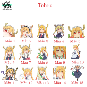 Kobayashi - Set 10/15 Stciker Tohru / Tohru Kobayashi Anime Kobayashi-san Chi no Maid Dragon/Miss Kobayashis Dragon Maid dán trang trí chống nước chống xước
