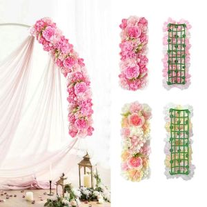 OKKFINE Arc Rose Flower Panel Table Arrangement Artificial Flower Row Baby Shower Decoration Wedding Wall Background Decor Party Supplies