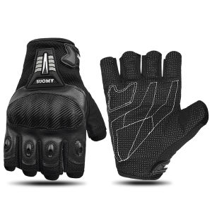 SUOMY Motorcycle Half Finger Gloves Men Women Hard Shell Protective Anti-fall Motocross Riding Gloves Comfortable Breathable Motorbike Gloves Wear-resistant Non-slip Summer Bicycle Glvoes