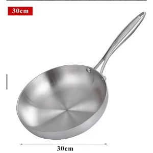 304 Stainless Steel Frying Pan Non-Stick Frying Pan Induction Cooker Gas Stove Compatible