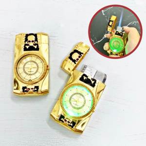 HỘP QUẸT BẬT LỬA KÈM ĐỒNG HỒ 2IN1 KHẮC HÌNH HOẠT TIẾT THIẾT KẾ IM LOẠI