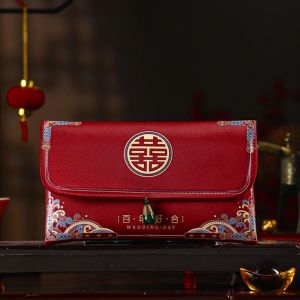 TRANQUIL HUT Multiple Patterns 2024 Money Pocket Embroidery Best Wishes Brocade Red Envelope New Trendy Tassel Design New Years Blessing Bag Chinese Wedding