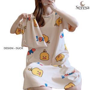 SERESA Women Long Nightdress Soft Cotton Sleepwear Loose Comfortable Homewear
