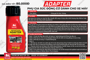 Mẫu mới Dung dịch súc rửa động cơ Wolver Adapter dành cho xe máy