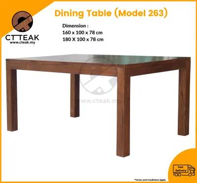 CT Teak Furniture Jati / Teak Wood Dining Table (Model: MRDT-263) Color: Brown