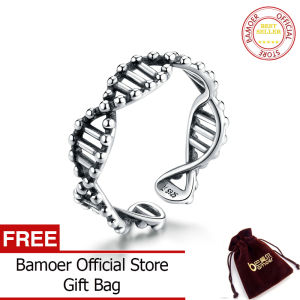BAMOER Original Design 925 Sterling Silver DNA Open Adjustable Finger Rings for Women Free Size Ring Fashion Jewelry SCR643