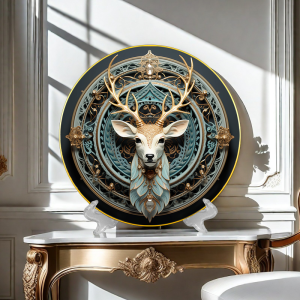 Circular elk circular table table porch ornaments European flower and bird painting decorative disc ornaments