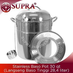 Supra Stainless Panci Dandang Bakso / Baso Pot 30 qt (284 liter) / Langseng Stainless Tinggi dan Tebal
