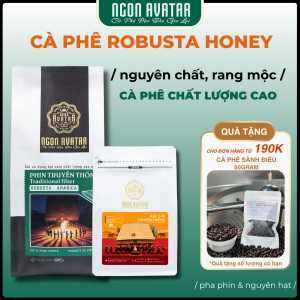 Cà Phê Nguyên Chất 100% Robusta Honey Rang Mộc Gu Truyền Thống Đậm Vị Hậu Ngọt Kéo Dài - Pha Phin Và Nguyên Hạt.