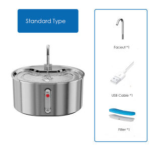 3.2L Stainless Steel Cat Water Fountain Automatic Sensor Drinker For Cats Dogs Pet Water Dispenser Drinking Feeder with Quiet Pump and Visual Water Level