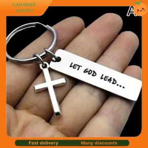 ❣️❣️❣️ Let God Lead···Faith Cross Stainless Steel Keychain  Religious Key Chain Ring Purse Bag Backpack Charm Daily Gift