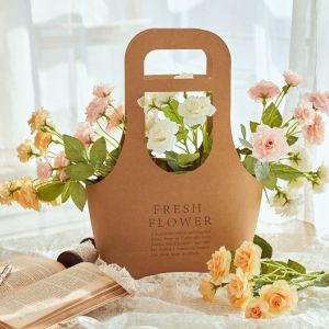 HOTOMI Paper Bag Kraft Paper Flower Bag Packing Material Portable Flower Box Creative Handbag Bouquet Wrapping Bag Flower Wrapping