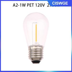 CISWGE S14 Nhựa LED Bóng Đèn E27 E26 3V 120V Ấm Trắng 2W 1W Shatterproof Đèn Bóng Đèn Cho Chuỗi Ánh Sáng Giáng Sinh Trang Trí