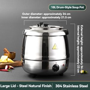 VOLTHUB 13L 304 stainless steel commercial electric soup pot and food heating pot