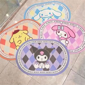 ESFDGL Anti-slip Floor Mat Oval Quick-Drying Door Mat Kuromi Absorbent Rug Home