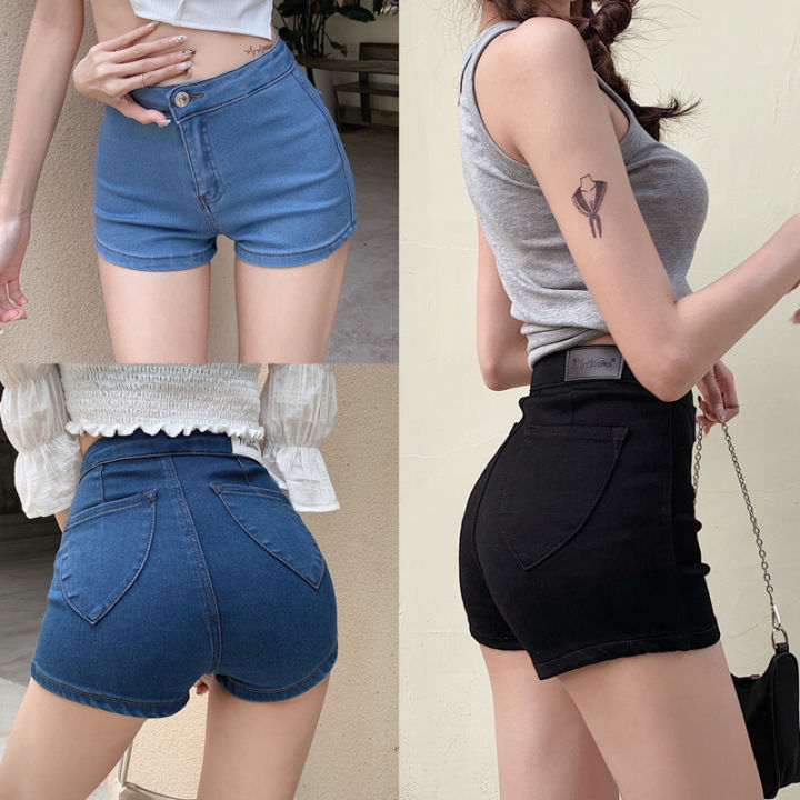 2023 Korean Jeans Mini High Waisted Shorts Women Blue Black Cute Sexy Denim Shorts Feminino Denim Short Mujer Summer Lazada Singapore