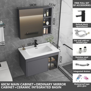 Basin Cabinet Bathroom Cabinet With Mirror Sink Alumimum Ceramic Toilet Basin Cabinet Set Washbin Wash Basin Vanity Basin Cabinet Aluminum Alloy Vanity Basin Cabinet 浴室柜