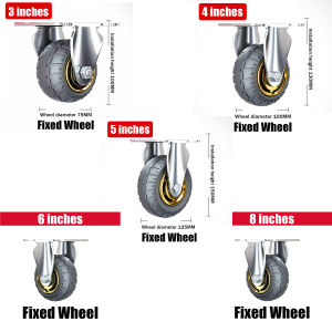 TPR Universal Wheel Heavy-Duty Silent Rubber Caster 3/4/5/6/8 Inch Flatbed Handcart Brake Wheels