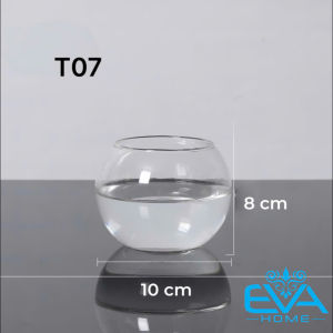 Hồ Cá Thuỷ Tinh Tròn Bầu 10 x 8 Cm T07 Tặng Kèm Sỏi Và Rong Trang Trí