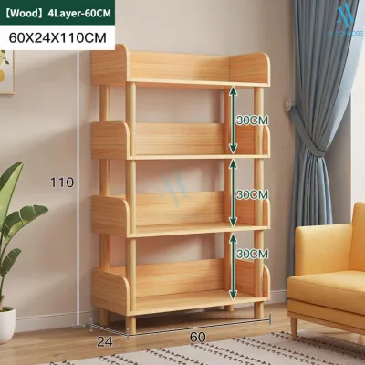 [SG Stock]Simple Bookshelf White Decorative Rack Wooden Bookshelf Childrens Mobile Book Rack