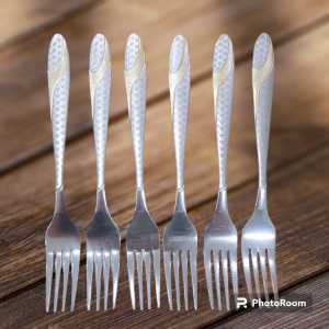 SENDOK & GARPU MAKAN  UKIR EMAS DIAMOND ISI 6 STAINLES STEELS