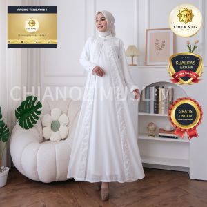 CHIANOZ Gamis Putih Mewah Wilona Dress Renda Baju Lebaran Umroh Haji Manasik Pesta Akad 116 516