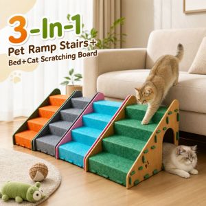 IFFINE Vải nỉ cao cấp Cầu thang dốc cho thú cưng 3 trong 1 Có thể giặt được Nhà ngủ cho mèo Chắc chắn Chống mài mòn Tấm cào móng cho mèo Đồ nội thất cho thú cưng