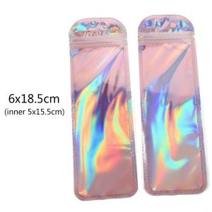 50pcs 4 Styles Laser Packaging Bag Flat Cosmetic Bag Holographic Mini Bags PAZU